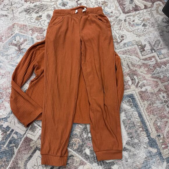 Cat & Jack Girls' Cinnamon Ribbed Hoodie & Jogger Set - M - Picture 3 of 4